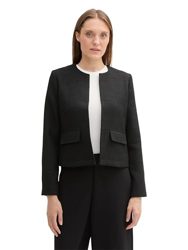 TOM TAILOR Damen Bouclé Jacke mit Taschen, 37007 - Black Boucle Structure, 36 von TOM TAILOR