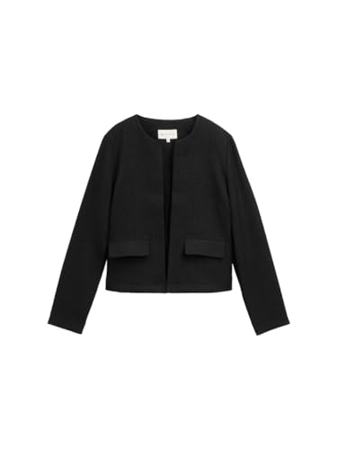TOM TAILOR Damen Bouclé Jacke mit Taschen, 37007 - Black Boucle Structure, 44 von TOM TAILOR