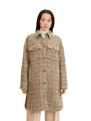 TOM TAILOR Damen Boucle Overshirt Jacke 1032465, 30283 - Structured Boucle Check Design, M von TOM TAILOR