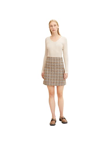 TOM TAILOR Damen Bouclé Rock mit Karomuster 1032547, 30283 - Structured Boucle Check Design, 34 von TOM TAILOR