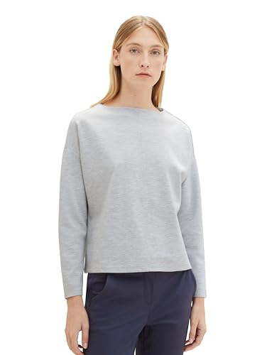 TOM TAILOR Damen Boxy Sweatshirt mit Rundhalsausschnitt, medium silver grey melange, XXS von TOM TAILOR