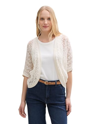 TOM TAILOR Damen 1046614 Cardigan Strickjacke, 10315-Whisper White, XXXL von TOM TAILOR
