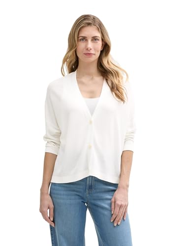 TOM TAILOR Damen 1047078 Cardigan Strickjacke, 10315-Whisper White, XXL von TOM TAILOR