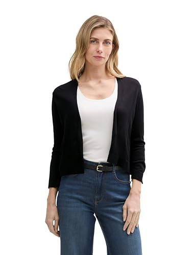 TOM TAILOR Damen 1047077 Cardigan Strickjacke, 14482-Deep Black, XL von TOM TAILOR