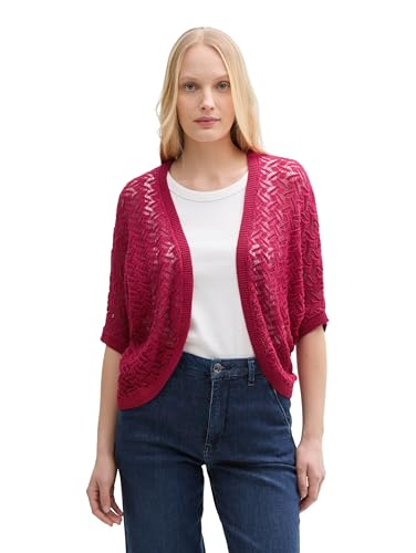 TOM TAILOR Damen 1046614 Cardigan Strickjacke, 37989-Raspberry Red, XXS von TOM TAILOR