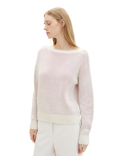 TOM TAILOR Damen Cardigan mit Bindegürtel , offwhite berry structure, XXXL von TOM TAILOR