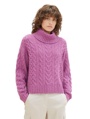 TOM TAILOR Damen Strickpullover mit Struktur, mauvy nep yarn, S von TOM TAILOR