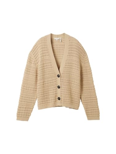 TOM TAILOR Damen Cardigan mit Struktur, 11485 - Sandy Beige, L von TOM TAILOR