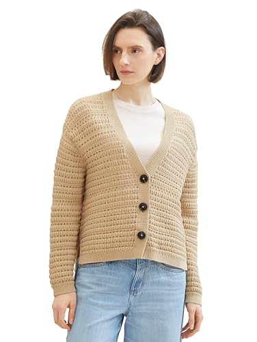 TOM TAILOR Damen Cardigan mit Struktur, 11485 - Sandy Beige, L von TOM TAILOR