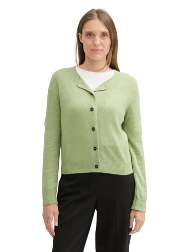 TOM TAILOR Damen Cardigan mit Wollanteil, 36510 - Pure Sage Melange, L von TOM TAILOR