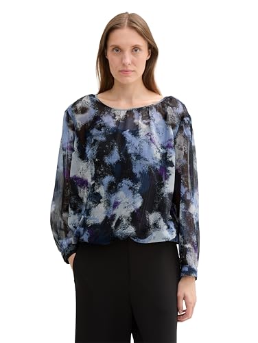 TOM TAILOR Damen Chiffon Bluse mit Untertop, 36558 - Artistic Watercolor Design, 44 von TOM TAILOR