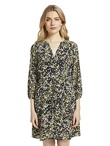 TOM TAILOR Damen 1021386 Chiffon-Kleid mit Blumenprint, 24591-Yellow Flower Design, 38 von TOM TAILOR