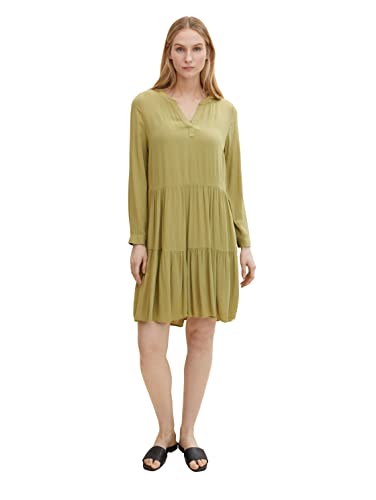 TOM TAILOR Damen Chiffonkleid mit Volant 1030252, 28723 - Moderate Olive, 36 von TOM TAILOR