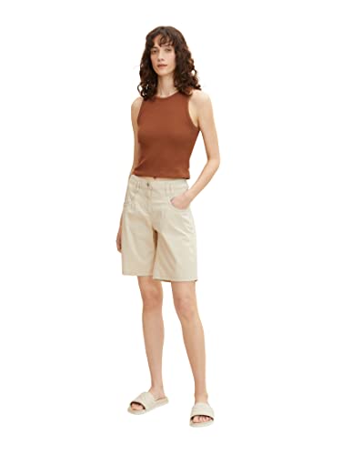 TOM TAILOR Damen Chino Bermuda Shorts 1031730, 29517 - Sand Stone Beige, 32 von TOM TAILOR