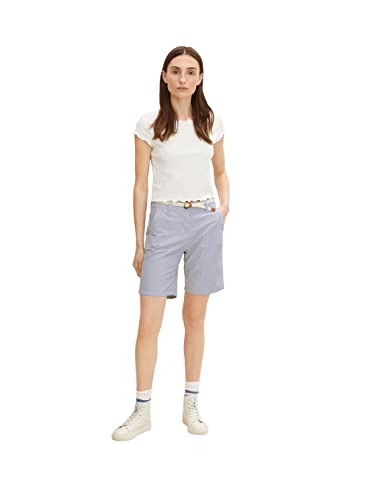 TOM TAILOR Damen Chino Bermuda Shorts mit Gürtel 1031285, 12320 - Thin Stripe Pants, 32 von TOM TAILOR