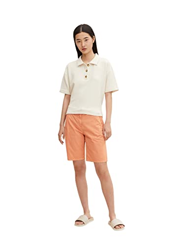 TOM TAILOR Damen Chino Bermuda Shorts mit Gürtel 1031285, 29519 - Cantaloupe Orange, 32 von TOM TAILOR