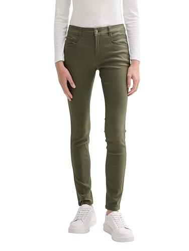 TOM TAILOR Damen Coated Alexa Skinny Jeans in Leder-Optik, 23802 - Urban Olive Green, 36/30 von TOM TAILOR