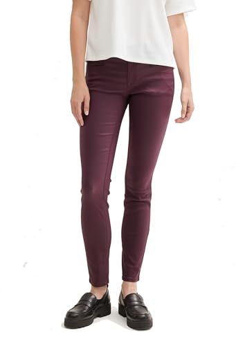 TOM TAILOR Damen Coated Alexa Skinny Jeans in Leder-Optik, 35796 - BlackBerry, 27/30 von TOM TAILOR