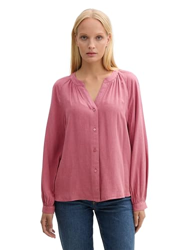 TOM TAILOR Damen Cosy Bluse mit V-Ausschnitt, 22829 - Wine Rose Melange Inject, 36 von TOM TAILOR