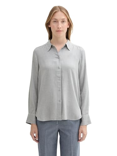 TOM TAILOR Damen Cosy Hemdbluse aus Viskose, 21373 - Medium Silver Grey Melange, 44 TOM TAILOR Damen Cosy Hemdbluse aus Viskose, 21373 - Medium Silver Grey Melange, 44 von TOM TAILOR
