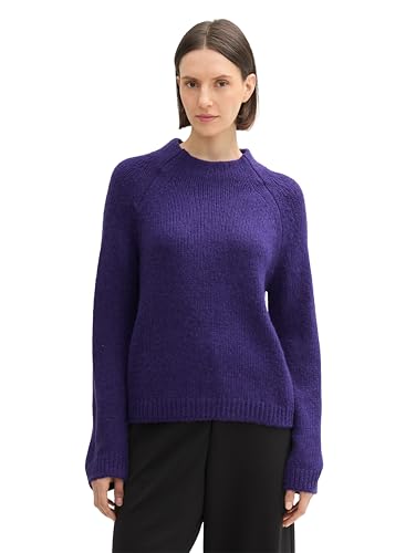TOM TAILOR Damen Cosy Strickpullover mit Wollanteil, 36518 - Cosmic Violet, L von TOM TAILOR