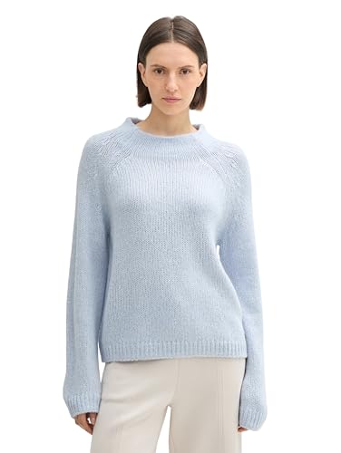 TOM TAILOR Damen Cosy Strickpullover mit Wollanteil, 36520 - Kentucky Blue Melange, S von TOM TAILOR