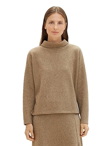 TOM TAILOR Damen Cosy Sweatshirt mit Rollkragen , doeskin melange, M von TOM TAILOR