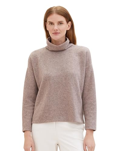 TOM TAILOR Damen Cosy Sweatshirt mit Rollkragen , dusty lilac melange, L von TOM TAILOR