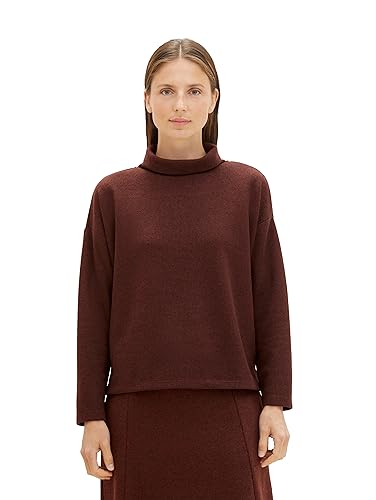 TOM TAILOR Damen Cosy Sweatshirt mit Rollkragen , raisin melange, L von TOM TAILOR