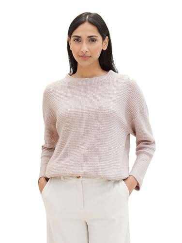 TOM TAILOR Damen Cosy Sweatshirt mit Struktur, dusty lilac melange, M von TOM TAILOR