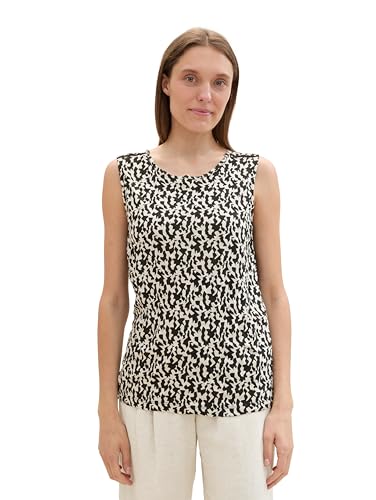 TOM TAILOR Damen Crincle Blusen-Top mit Muster, black small abstract design, XXL von TOM TAILOR
