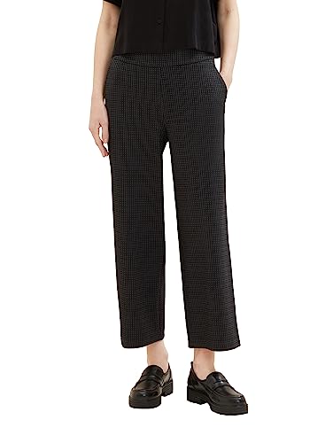 TOM TAILOR Damen 1038086 Culotte Hose mit Karomuster, 33237-grey Black Tiny ck Check, 34/28 von TOM TAILOR