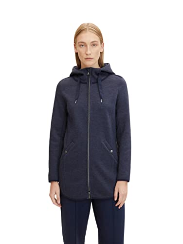 TOM TAILOR Damen Fleecejacke mit Kapuze 30592 - Navy Twill Structure, S von TOM TAILOR