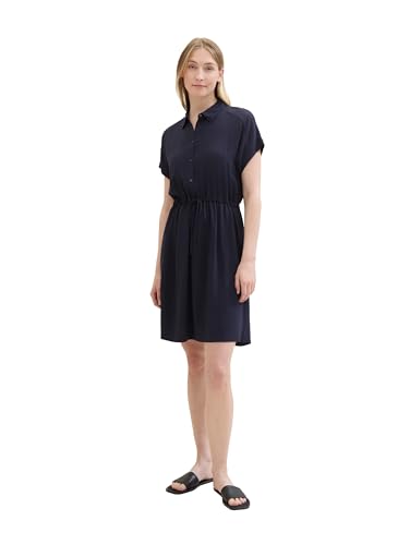 TOM TAILOR Damen Hemd-Kleid mit Bindegürtel, sky captain blue, 38 von TOM TAILOR