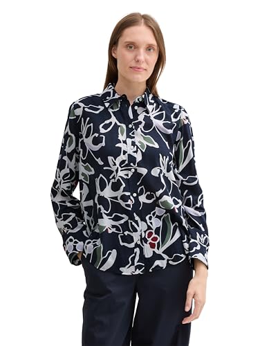 TOM TAILOR Damen Hemdbluse mit Muster, 36554 - Painterly Floral Design, 40 von TOM TAILOR