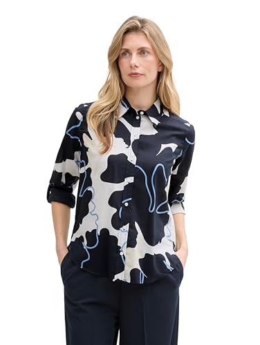 TOM TAILOR Damen Hemdbluse mit Muster, 37124 - Big Floral Shapes Design, 40 von TOM TAILOR