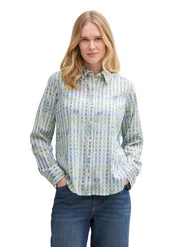 TOM TAILOR Damen Hemdbluse mit Muster, 37126 - True Green Check Design, 40 von TOM TAILOR