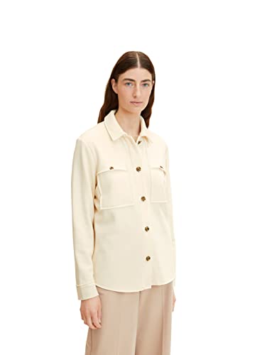 TOM TAILOR Damen Hemdjacke 1034008, 28130 - Soft Buttercream, M von TOM TAILOR