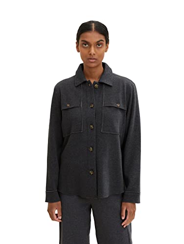 TOM TAILOR Damen Hemdjacke 1034008, 30281 - Evident Anthracite Melange, M von TOM TAILOR