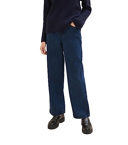 TOM TAILOR Damen 1039914 High Waist Culotte Jeans mit weitem Bein, 10113-Clean Mid Stone Blue Denim, 29/32 von TOM TAILOR