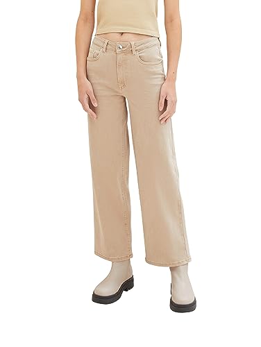 TOM TAILOR Damen High Waist Culotte Jeans mit weitem Bein, Doeskin, 29/30 von TOM TAILOR