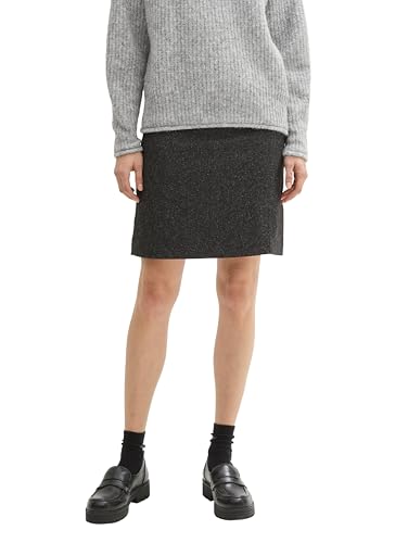 TOM TAILOR Damen High Waist Mini Rock mit Schlitz, 36630 - Salt and Pepper Structure, 36 von TOM TAILOR