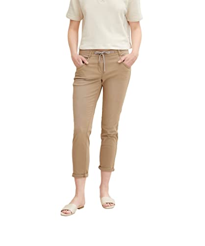 TOM TAILOR Damen 1032046 Tapered Relaxed Hose, 28722 - Dark Sepia, 38W / 28L von TOM TAILOR