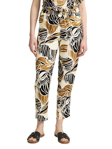 TOM TAILOR Damen 1046504 Loose Slim Fit Hose, 37999-Neutral Cut Leaves Design, 40/28 von TOM TAILOR