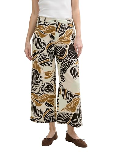 TOM TAILOR Damen 1046507 Culotte Hose, 37999-Neutral Cut Leaves Design, 42/28 von TOM TAILOR