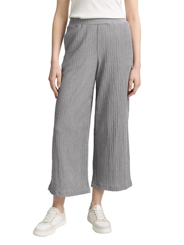 TOM TAILOR Damen 1046509 Culotte Hose, 38001-Deep Black Offwhite Structure, 42/28 von TOM TAILOR