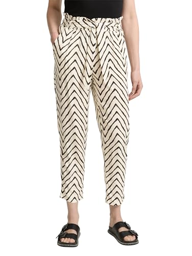 TOM TAILOR Damen 1046504 Loose Slim Fit Hose, 38058-Natural Zig Zag Design, 40/28 von TOM TAILOR
