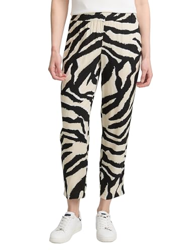 TOM TAILOR Damen 1046512 Loose Slim Fit Hose, 38070-Abstract Beige Zebra, 46/28 von TOM TAILOR