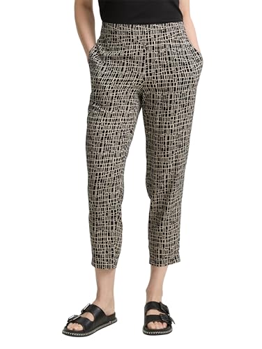 TOM TAILOR Damen 1046512 Loose Slim Fit Hose, 38117-Abstract Black Grid Design, 34/28 von TOM TAILOR