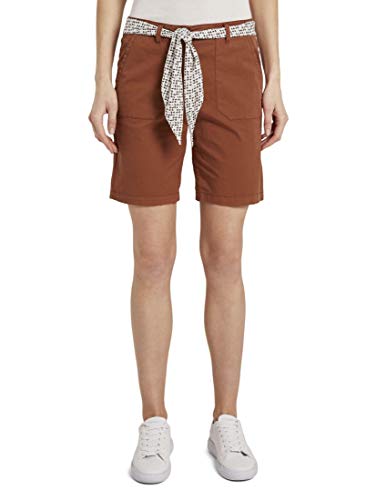 TOM TAILOR Damen Hosen & Chino Chino Relaxed Bermuda-Shorts mit Bindegürtel Goji Orange,36,13054,4556 von TOM TAILOR